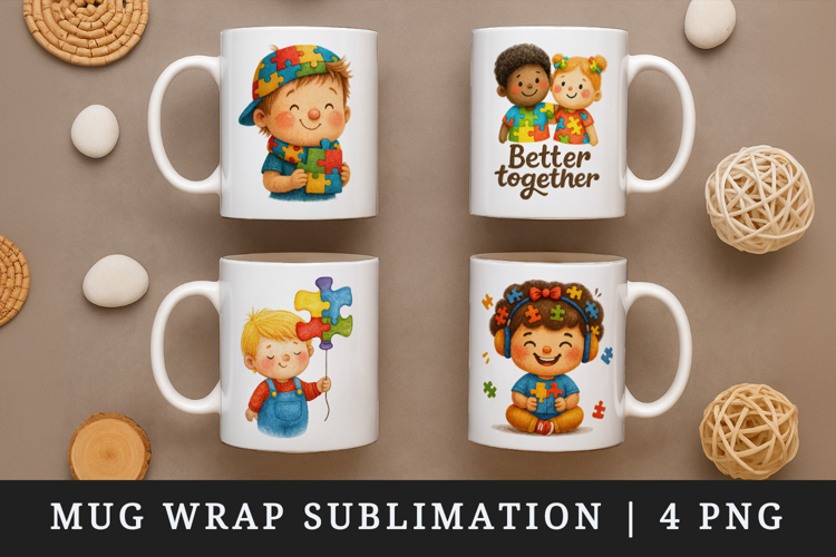 Autism Awareness mug wrap printable sublimation design