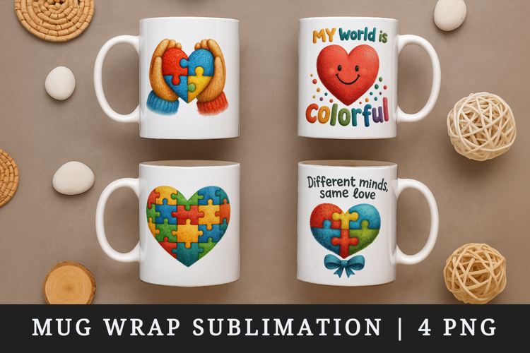 Autism Awareness mug wrap printable sublimation design