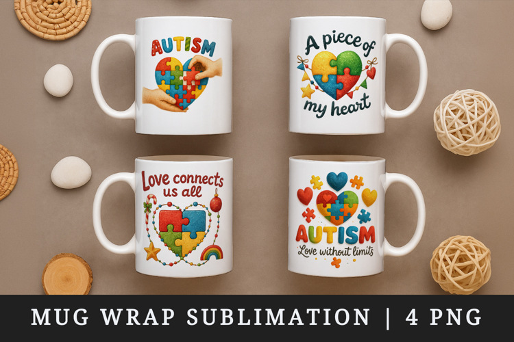 Autism Awareness mug wrap printable sublimation design