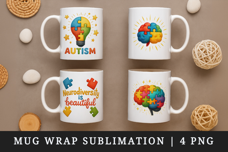 Autism Awareness mug wrap printable sublimation design