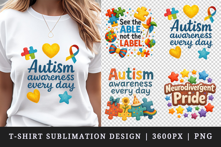 Autism Awareness t-shirt printable sublimation design png