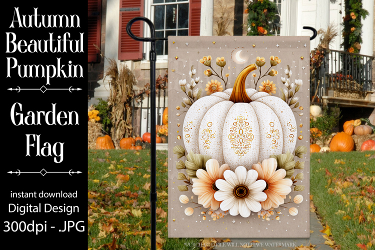 Autumn Garden Flag, Sublimation Pumpkin Garden Flag Design 1
