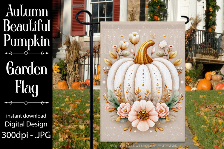 Autumn Garden Flag, Sublimation Pumpkin Garden Flag Design 2