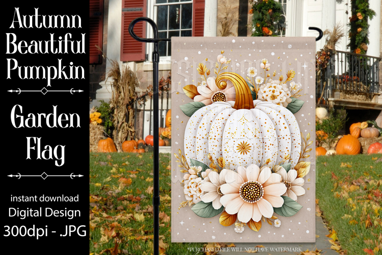 Autumn Garden Flag, Sublimation Pumpkin Garden Flag Design 4