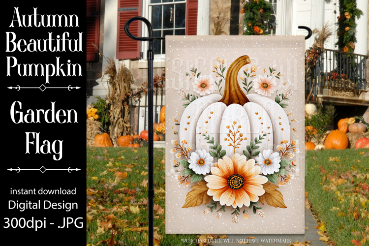 Autumn Garden Flag, Sublimation Pumpkin Garden Flag Design 6
