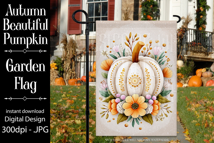 Autumn Garden Flag, Sublimation Pumpkin Garden Flag Design 7