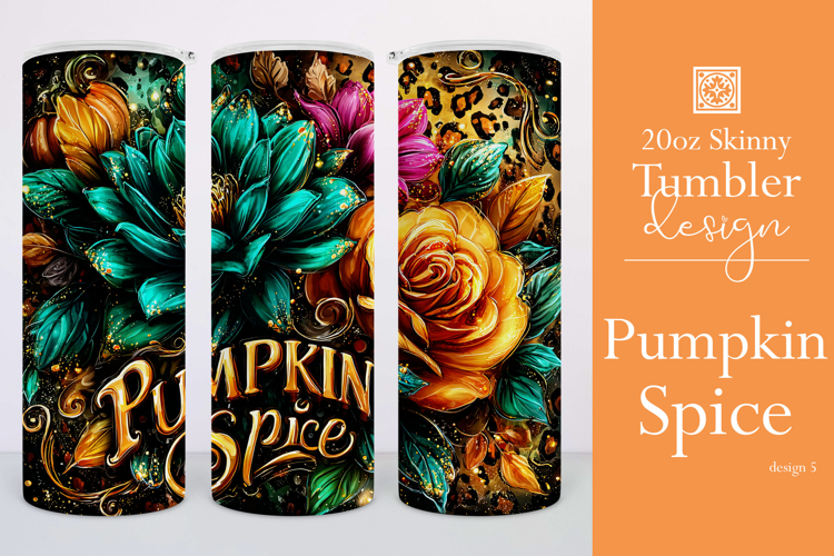 Pumpkin Spice Tumbler Wrap, Sublimation Pumpkin Tumbler w5