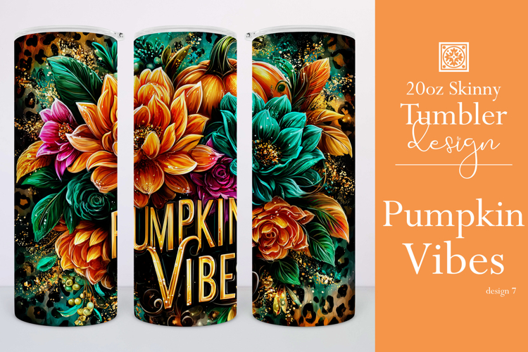 Pumpkin Vibes Tumbler Wrap, Sublimation Pumpkin Spice, w7