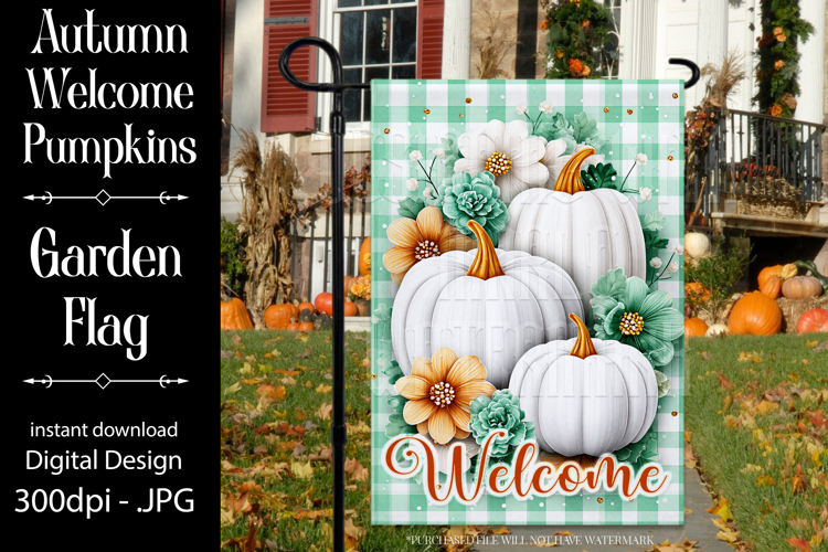 Autumn Garden Flag, Sublimation White Pumpkin Garden Flag d2