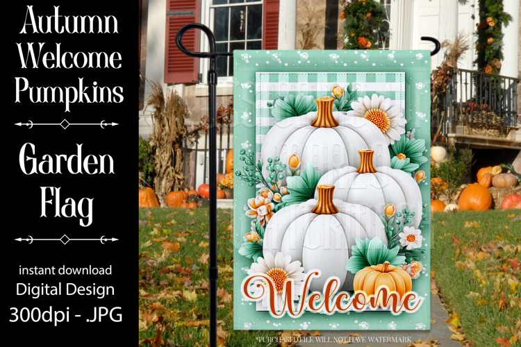 Autumn Garden Flag, Sublimation White Pumpkin Garden Flag d4