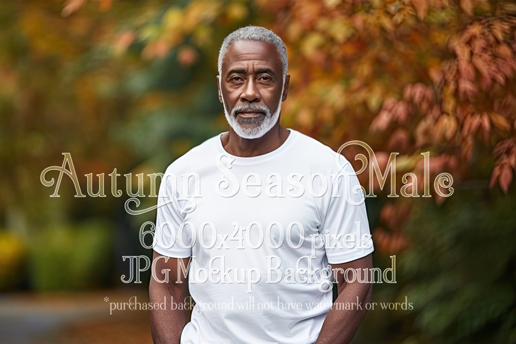 Autumn Man Background, Autumn Older Male Mockup, TShirt, d2