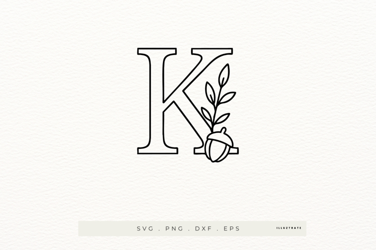 Letter K Autumn Alphabet | Line Art of the Letter K
