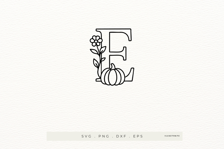 Letter E Autumn Alphabet | Line Art of the Letter E
