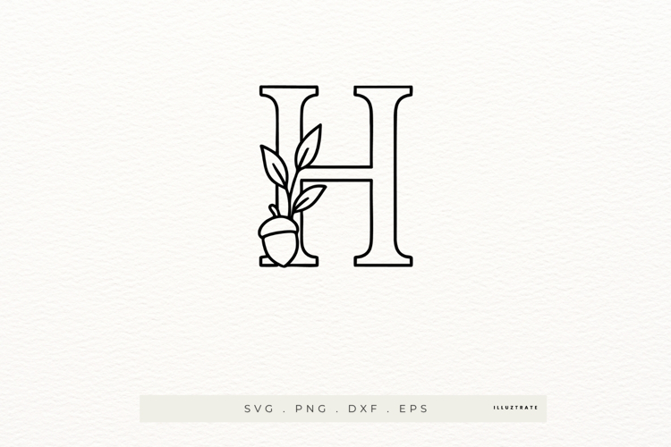 Letter H Autumn Alphabet | Line Art of the Letter H