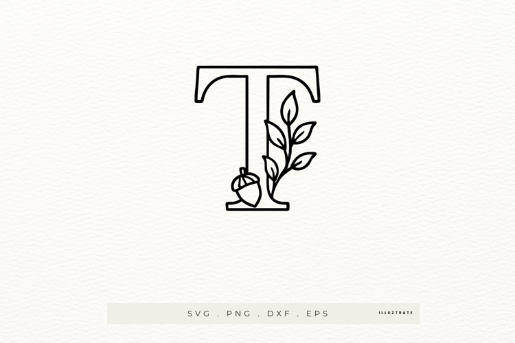 Letter T Autumn Alphabet | Line Art of the Letter T