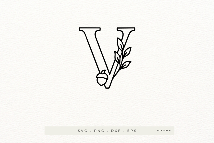 Letter V Autumn Alphabet | Line Art of the Letter V