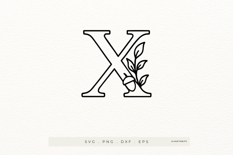 Letter X Autumn Alphabet | Line Art of the Letter X