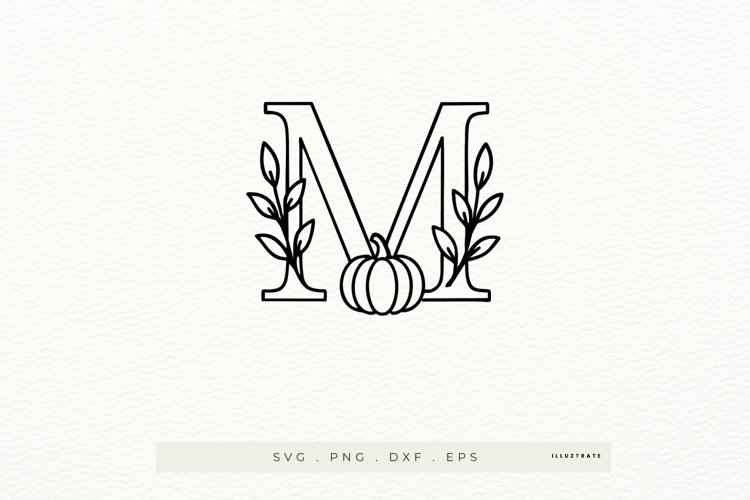 Letter M Autumn Alphabet | Line Art of the Letter M