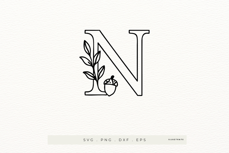 Letter N Autumn Alphabet | Line Art of the Letter N
