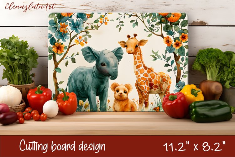 Cute animal cutting board sublimation, Flowers sublimation example image 1