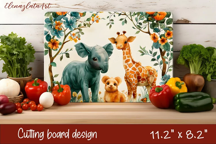 Cute animal cutting board sublimation, Flowers sublimation