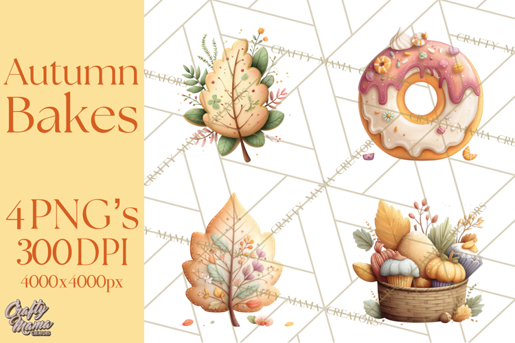 Cozy Fall Baking Clipart PNG, Pumpkin Pie Apple Bread Png