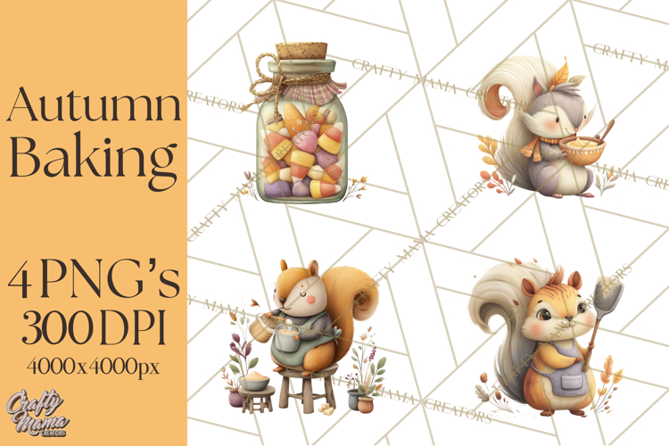 Autumn Baking Critters, Fall Clipart Png, Autumn Animals