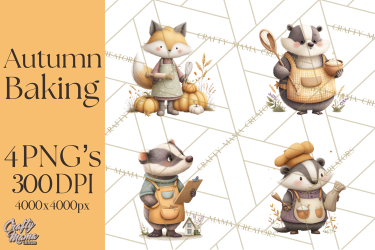Autumn Baking Critters, Fall Clipart Png, Autumn Animals