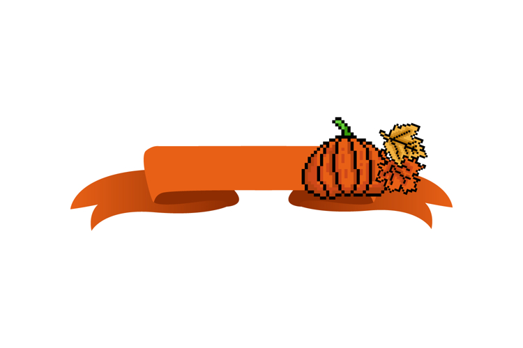Autumn banner with thanksgiving pixel art decoration design