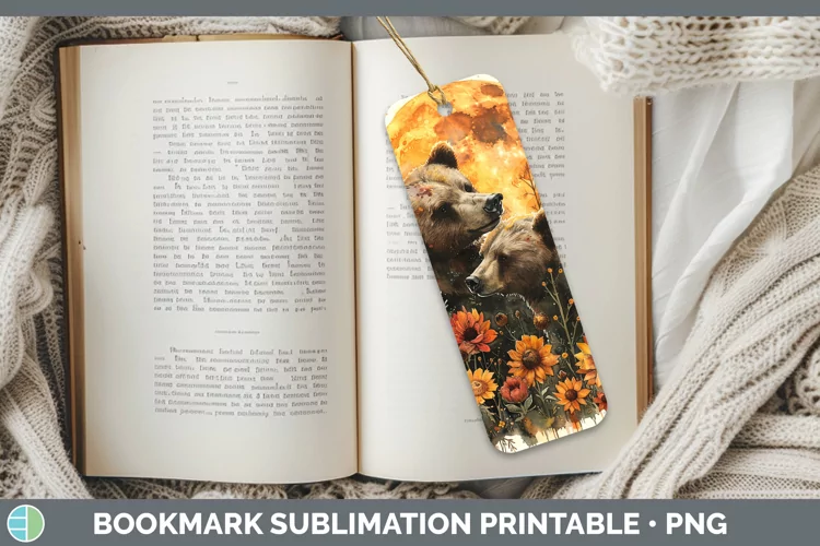 Autumn Bear Bookmark Sublimation Printable Designs
