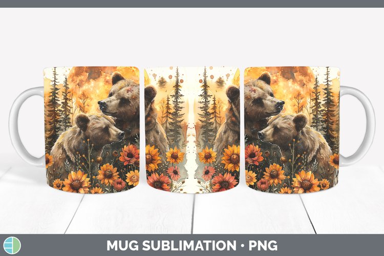 Autumn Bear Mug Wrap Sublimation Coffee Cup Designs