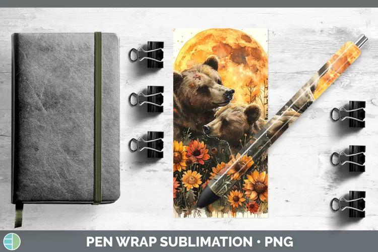 Autumn Bear Pen Wrap Sublimation Epoxy Pen Designs