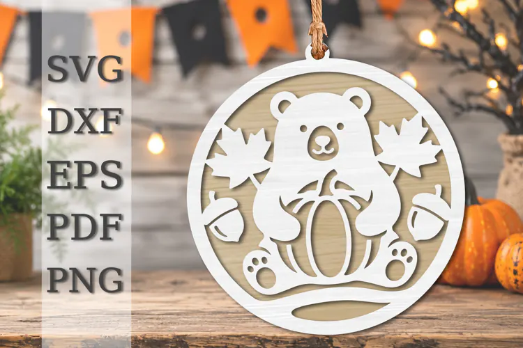 Autumn Bear Pumpkin Laser Cut SVG