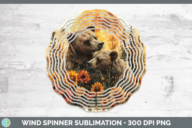 Autumn Bear Wind Spinner Sublimation Spinner Designs