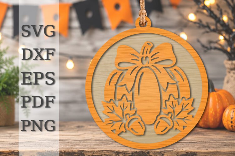 Autumn Bell Ornament Laser Cut SVG example image 1