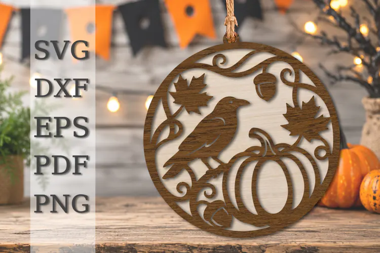 Autumn Bird & Pumpkin Laser Cut SVG