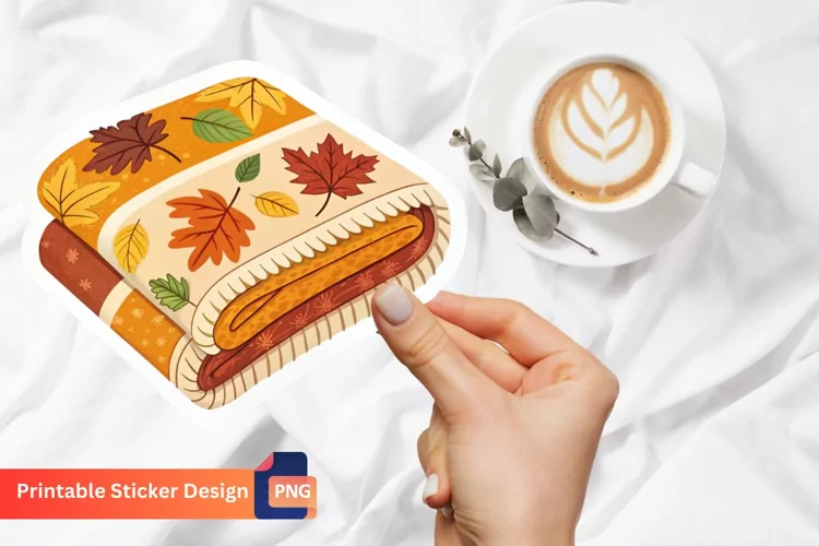 Autumn Blanket Sticker, Fall Decor Sticker, Cozy Autumn Art