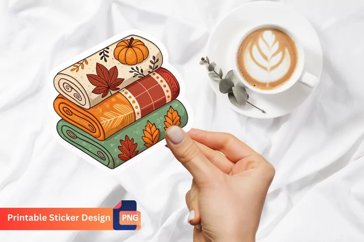 Autumn Blanket Sticker, Fall Decor Sticker, Cozy Autumn Art
