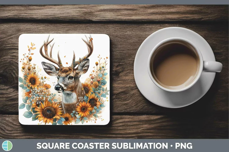 Autumn Boho Deer Square Coaster Sublimation Coaster Designs