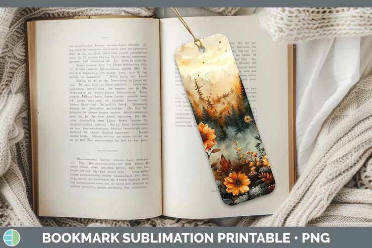 Autumn Boho Landscape Bookmark Sublimation Printable Designs