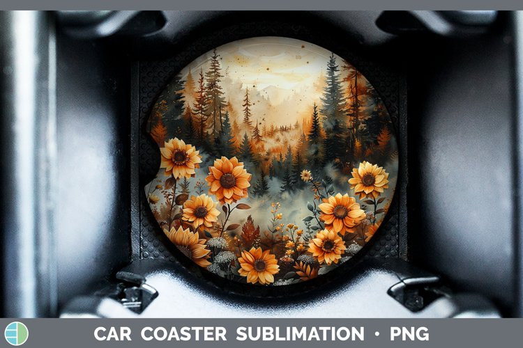 Autumn Boho Landscape Car Coaster Sublimation Coaster Design