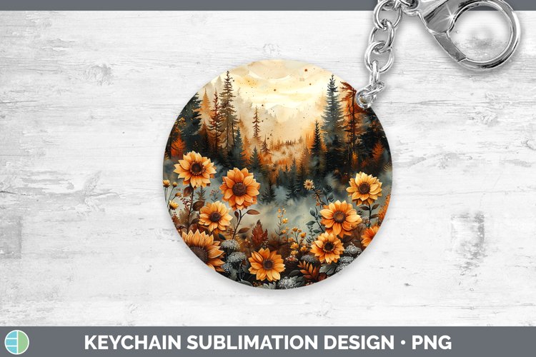 Autumn Boho Landscape Keychain Sublimation Keyring Designs