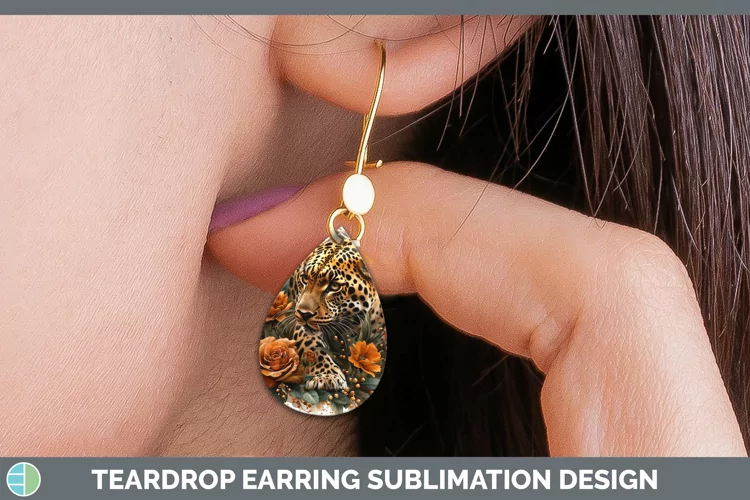 Autumn Boho Leopard Teardrop Earrings Sublimation Earrings D