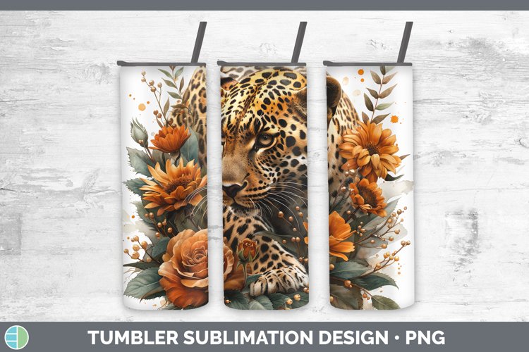 Autumn Boho Leopard Tumbler Sublimation 20 oz Skinny Tumbler