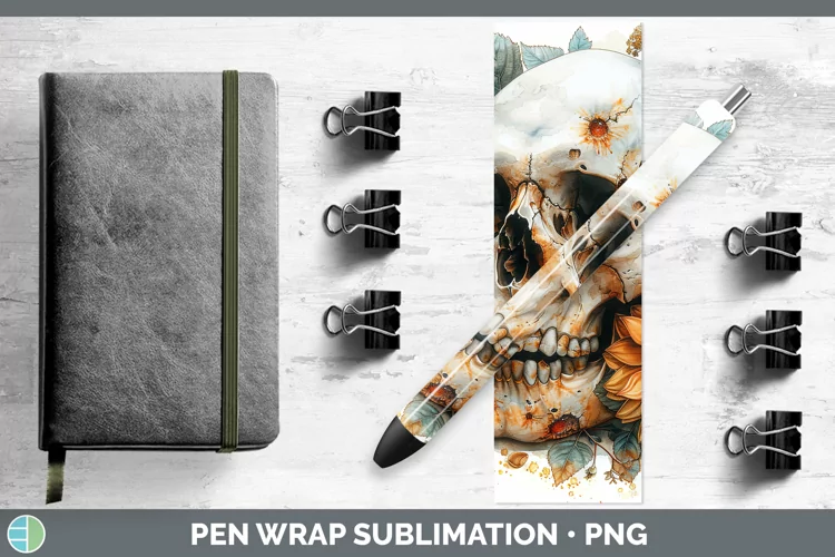 Autumn Boho Skull Pen Wrap Sublimation Epoxy Pen Designs