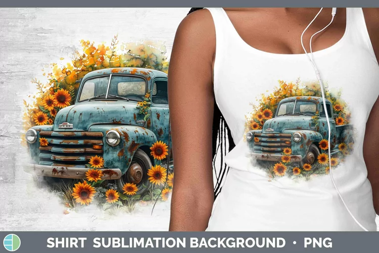 Autumn Boho Vintage Truck Shirt Sublimation Sublimation Back