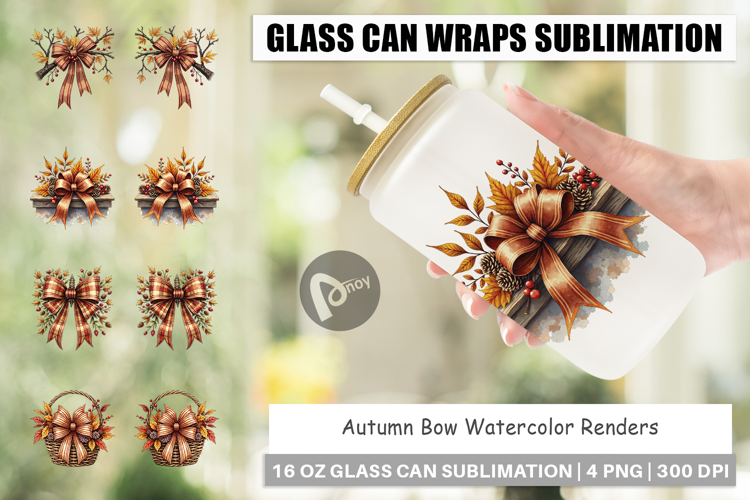 Autumn Bow Glass Can