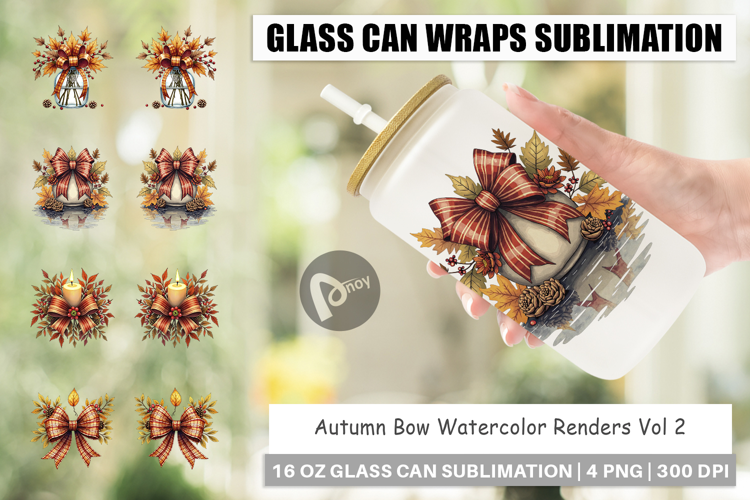 Autumn Bow Glass Can
