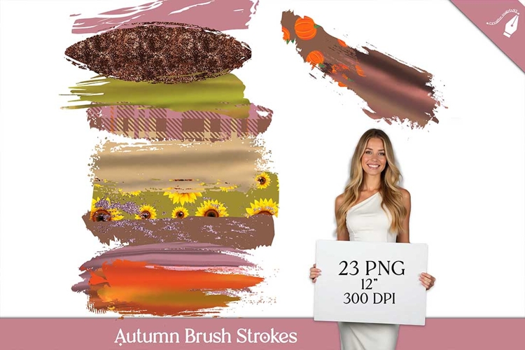 Autumn Brush Strokes Clipart Rustic Textures PNG