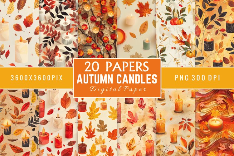 Autumn Candles Digital Paper Bundle